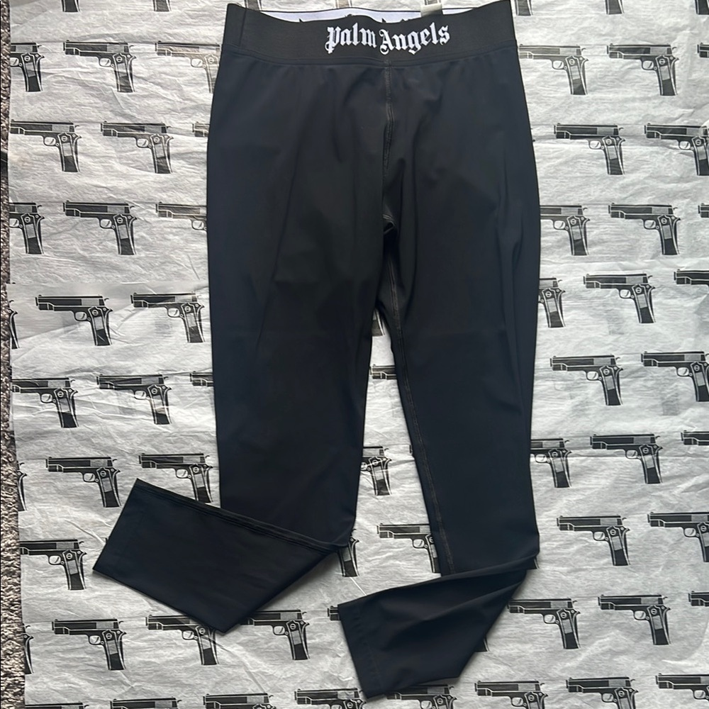 Palm Angels Black Womens Logo Leggings